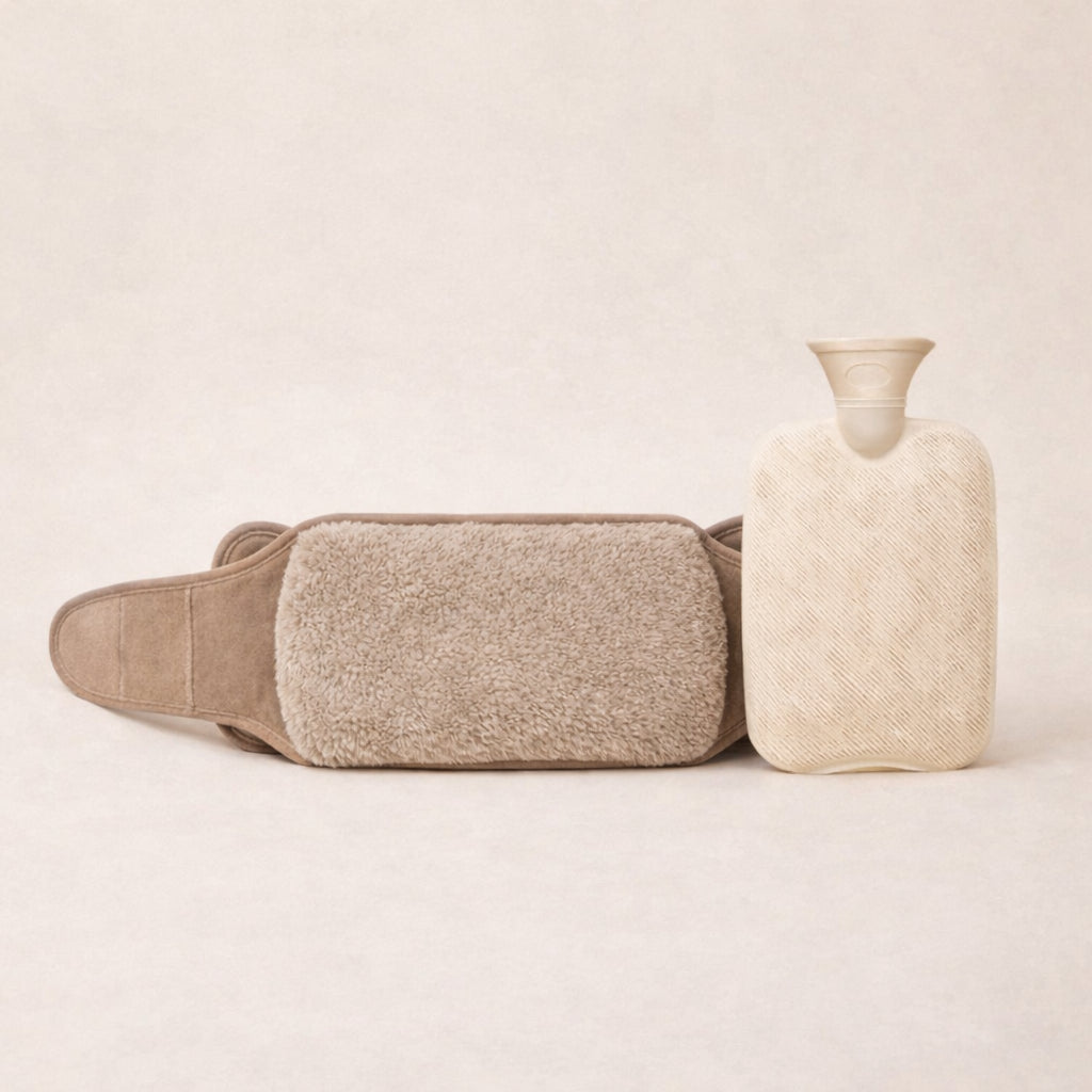 Ceinture bouillotte 1L Ceinture bouillotte 2L LUNEA avec couverture douce et bouillotte traditionnelle-couleur-brun-taupe